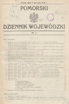 Pomorski Dziennik Wojewódzki. 1932, nr 1