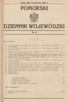 Pomorski Dziennik Wojewódzki. 1932, nr 9