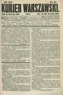 Kurjer Warszawski. R.49, Nro 210 (25 września 1869) + dod.