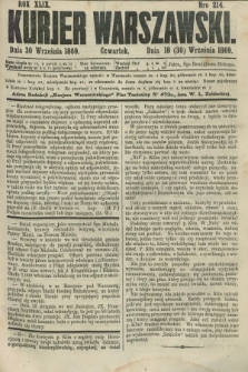 Kurjer Warszawski. R.49, Nro 214 (30 września 1869) + dod.