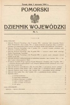 Pomorski Dziennik Wojewódzki. 1933, nr 1
