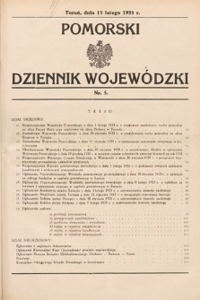 Pomorski Dziennik Wojewódzki. 1933, nr 5