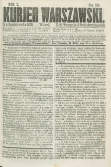 Kurjer Warszawski. R.50, Nro 218 (4 października 1870) + dod.