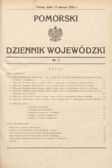 Pomorski Dziennik Wojewódzki. 1933, nr 7