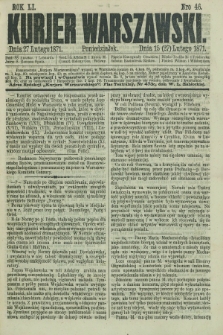 Kurjer Warszawski. R.51, Nro 46 (27 lutego 1871) + dod.