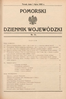 Pomorski Dziennik Wojewódzki. 1933, nr 15