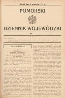 Pomorski Dziennik Wojewódzki. 1933, nr 21