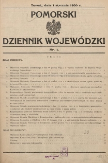 Pomorski Dziennik Wojewódzki. 1936, nr 1
