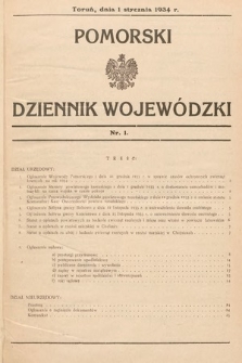 Pomorski Dziennik Wojewódzki. 1934, nr 1
