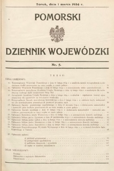 Pomorski Dziennik Wojewódzki. 1934, nr 5