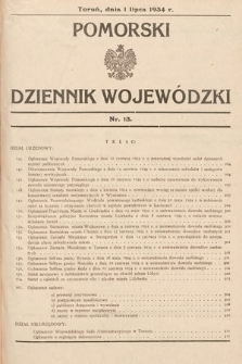 Pomorski Dziennik Wojewódzki. 1934, nr 13
