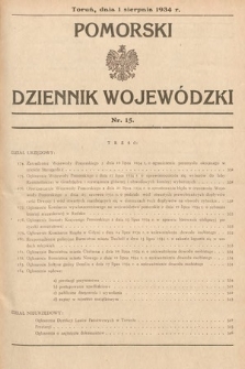 Pomorski Dziennik Wojewódzki. 1934, nr 15