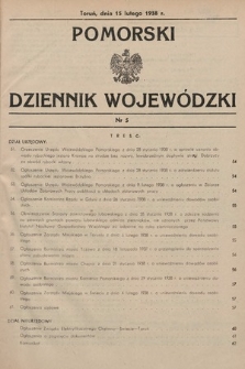 Pomorski Dziennik Wojewódzki. 1938, nr 5
