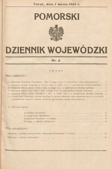 Pomorski Dziennik Wojewódzki. 1935, nr 5