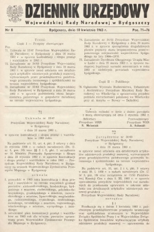Dziennik Urzędowy Wojewódzkiej Rady Narodowej w Bydgoszczy. 1963, nr 8