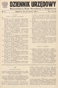 Dziennik Urzędowy Wojewódzkiej Rady Narodowej w Bydgoszczy. 1963, nr 14
