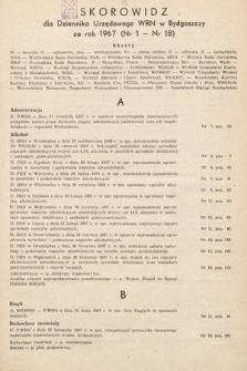 Dziennik Urzędowy Wojewódzkiej Rady Narodowej w Bydgoszczy. 1967, skorowidz alfabetyczny