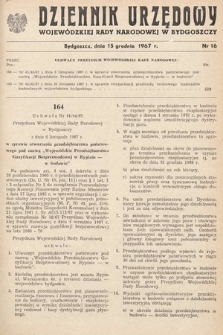 Dziennik Urzędowy Wojewódzkiej Rady Narodowej w Bydgoszczy. 1967, nr 16