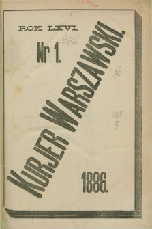 Kurjer Warszawski. R.66, nr 1 (1 stycznia 1886) + wkładka