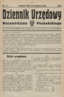 Dziennik Urzędowy Województwa Poznańskiego. 1924, nr 17