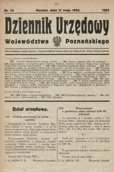 Dziennik Urzędowy Województwa Poznańskiego. 1924, nr 20