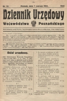 Dziennik Urzędowy Województwa Poznańskiego. 1924, nr 23