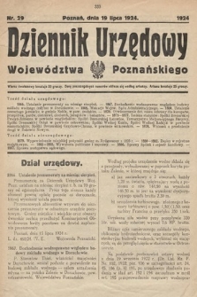 Dziennik Urzędowy Województwa Poznańskiego. 1924, nr 29