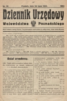 Dziennik Urzędowy Województwa Poznańskiego. 1924, nr 30