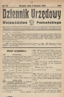 Dziennik Urzędowy Województwa Poznańskiego. 1924, nr 32