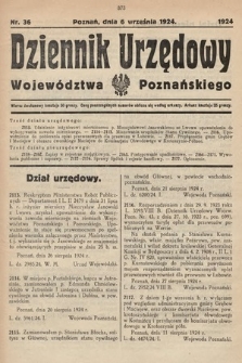 Dziennik Urzędowy Województwa Poznańskiego. 1924, nr 36