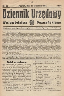 Dziennik Urzędowy Województwa Poznańskiego. 1924, nr 39