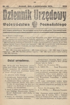 Dziennik Urzędowy Województwa Poznańskiego. 1924, nr 40