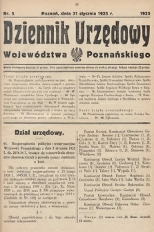 Dziennik Urzędowy Województwa Poznańskiego. 1925, nr 5