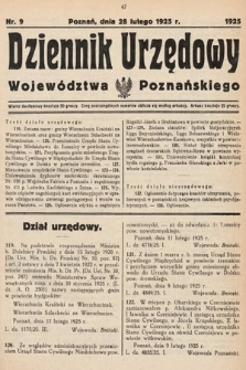 Dziennik Urzędowy Województwa Poznańskiego. 1925, nr 9
