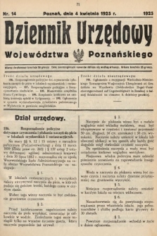 Dziennik Urzędowy Województwa Poznańskiego. 1925, nr 14