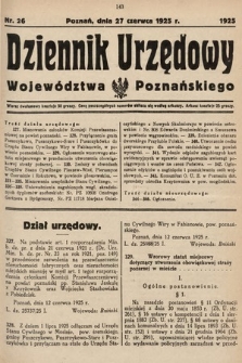 Dziennik Urzędowy Województwa Poznańskiego. 1925, nr 26