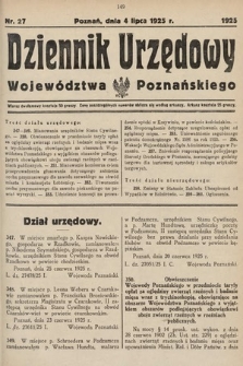 Dziennik Urzędowy Województwa Poznańskiego. 1925, nr 27