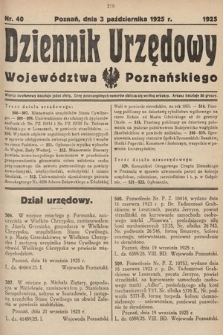 Dziennik Urzędowy Województwa Poznańskiego. 1925, nr 40