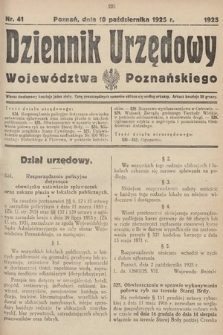 Dziennik Urzędowy Województwa Poznańskiego. 1925, nr 41