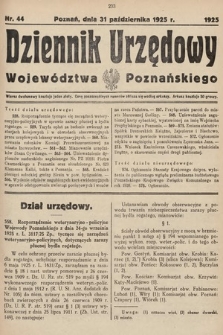 Dziennik Urzędowy Województwa Poznańskiego. 1925, nr 44
