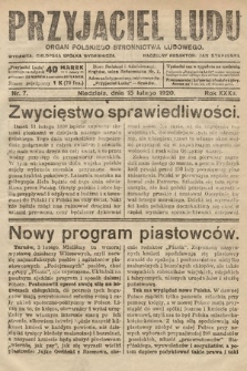 Przyjaciel Ludu : organ Polskiego Stronnictwa Ludowego. 1920, nr 7