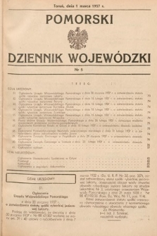 Pomorski Dziennik Wojewódzki. 1937, nr 5