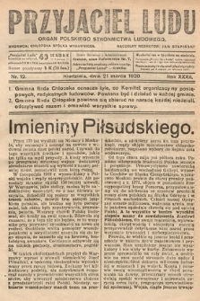 Przyjaciel Ludu : organ Polskiego Stronnictwa Ludowego. 1920, nr 12