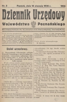 Dziennik Urzędowy Województwa Poznańskiego. 1926, nr 3