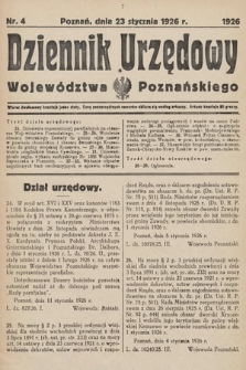 Dziennik Urzędowy Województwa Poznańskiego. 1926, nr 4