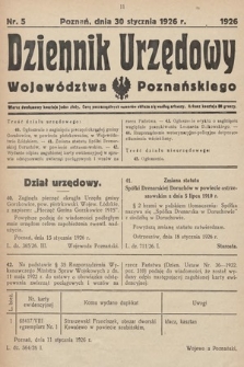 Dziennik Urzędowy Województwa Poznańskiego. 1926, nr 5