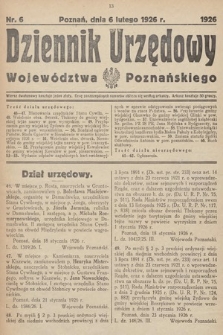 Dziennik Urzędowy Województwa Poznańskiego. 1926, nr 6