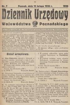 Dziennik Urzędowy Województwa Poznańskiego. 1926, nr 7