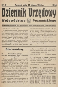 Dziennik Urzędowy Województwa Poznańskiego. 1926, nr 8