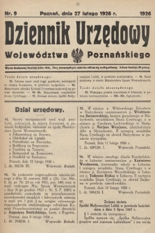 Dziennik Urzędowy Województwa Poznańskiego. 1926, nr 9